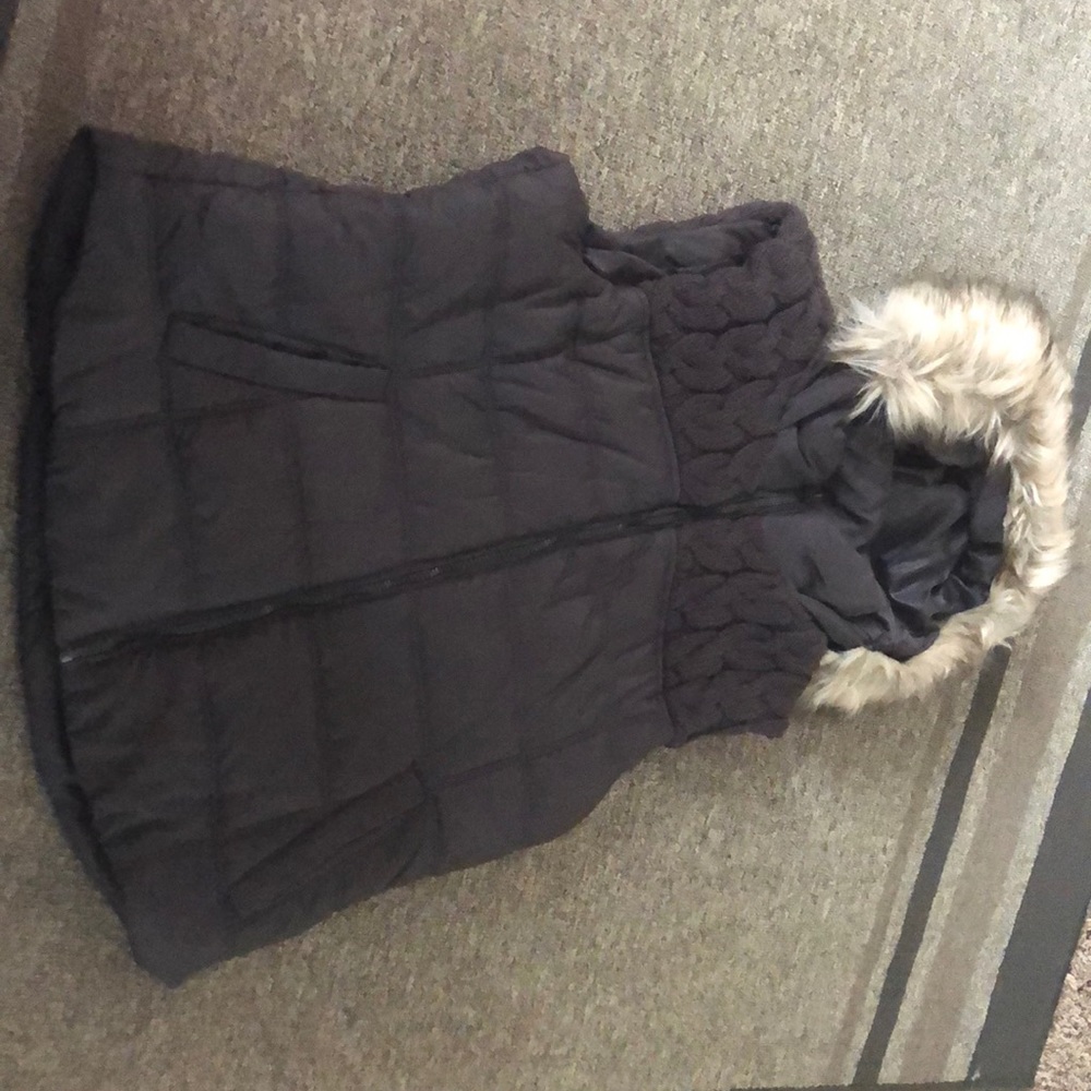 Vest with fur hood